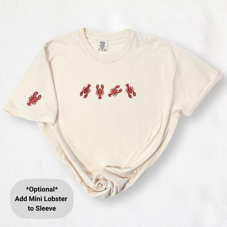 Embroidered Lobster T-Shirt: Coastal Preppy Summer Tee image 2