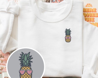 Embroidered Pineapple in Sunglasses Sweatshirt