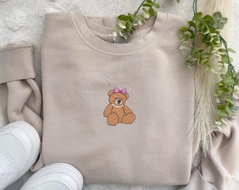 Embroidered Teddy Bear Sweatshirt