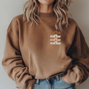 Besticktes Kaffee Sweatshirt: Pigmentgefärbter Java Pullover