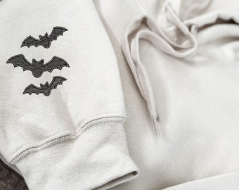 Minimalist Spooky Bat Embroidered Sweatshirt