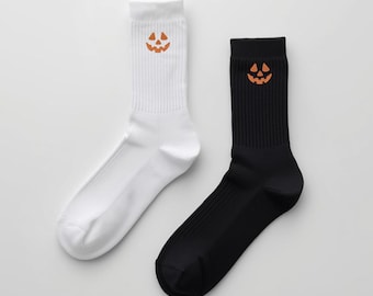 Haftowane skarpetki z dynią, upiorny, jesienny dodatek w kształcie dyni Jack O Lantern
