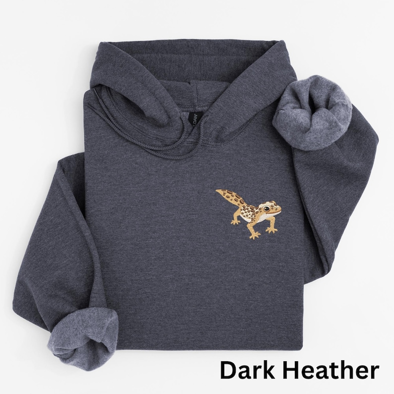 Sudadera con capucha de gecko leopardo bordado: sudadera para amantes de los reptiles imagen 4