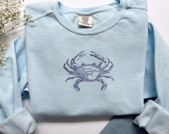 Embroidered Crab Crewneck Sweatshirt
