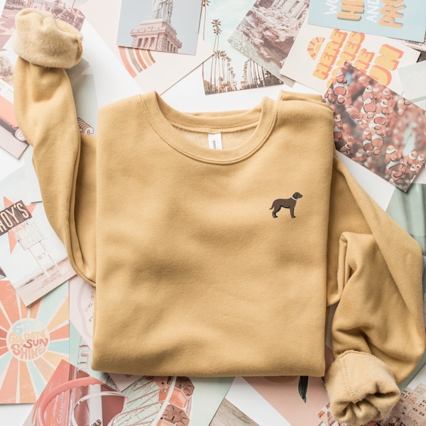 Embroidered Labrador Retriever Sweatshirt, Stitched Dog Silhouette Shirt, Lab Owner Gifts, Crewneck Sweatshirt, Customizable