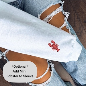 Embroidered Lobster Crewneck Sweatshirt: Pigment-Dyed Coastal Style image 2