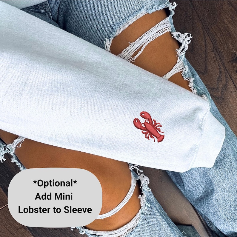 Embroidered Lobster Crewneck Sweatshirt: Pigment-Dyed Coastal Style image 2