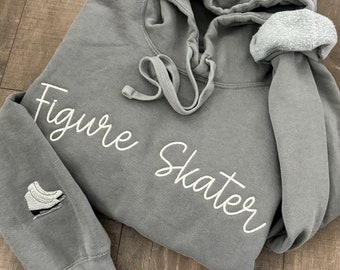 Embroidered Figure Skater Hoodie: Custom Ice Skate Crewneck