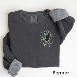 Embroidered Electrocuted Cat Christmas Lights Sweatshirt: Funny Holiday Pullover image 5