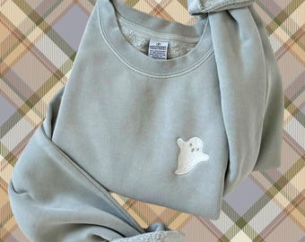 Embroidered Minimalist Halloween Ghost Sweatshirt
