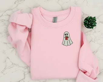 Embroidered Strawberry Ghost Sweatshirt