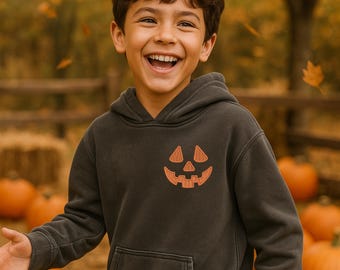 Youth Embroidered Pumpkin Face Sweatshirt