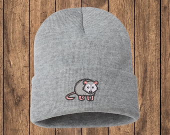 Embroidered Mini Opossum Beanie
