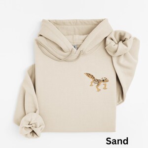 Sudadera con capucha de gecko leopardo bordado: sudadera para amantes de los reptiles imagen 7