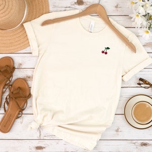 Embroidered Cherry T-Shirt: Women&#39;s Cotton Tee