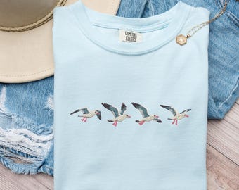 Embroidered Garment Dyed Seagull T-shirt