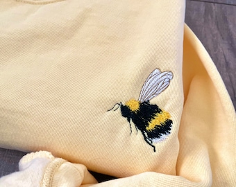 Embroidered Bumblebee Garment Dyed Crewneck Sweatshirt