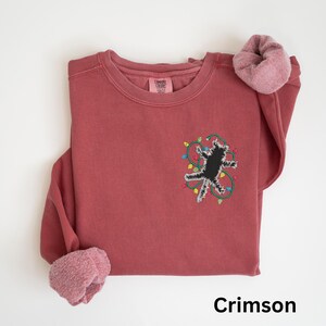 Embroidered Electrocuted Cat Christmas Lights Sweatshirt: Funny Holiday Pullover image 2