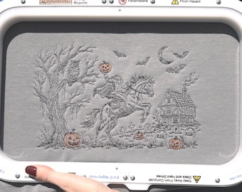 Fichier de broderie original représentant le cavalier sans tête (dessin au trait) : motif de broderie machine téléchargeable, plusieurs formats inclus