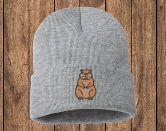 Embroidered Mini Groundhog Beanie