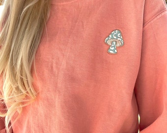 Embroidered Paisley Mushroom Crewneck Sweatshirt