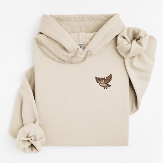Embroidered Owl Crewneck Sweatshirt, Dark Academia Woodland Hoodie
