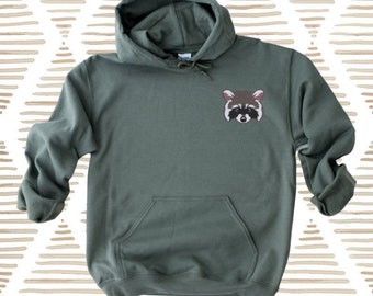 Raccoon owner lover hoodie, Embroidered pet raccoon sweatshirt, Unisex pullover, wildlife, nature