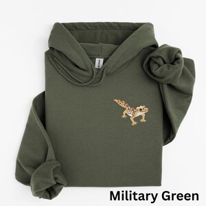 Sudadera con capucha de gecko leopardo bordado: sudadera para amantes de los reptiles imagen 2