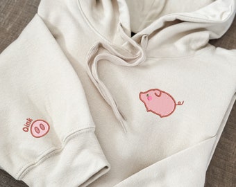 Embroidered Pig Hoodie