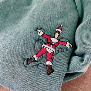 Funny Embroidered Santa Sweatshirt: Funny Electrocuted Santa Christmas Crewneck Sweatshirt