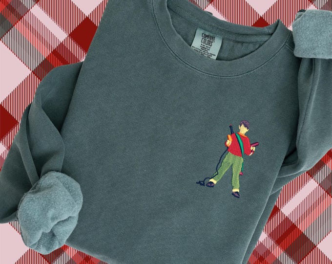 Featured listing image: Embroidered Kevin Pigment Dyed Christmas Sweatshirt