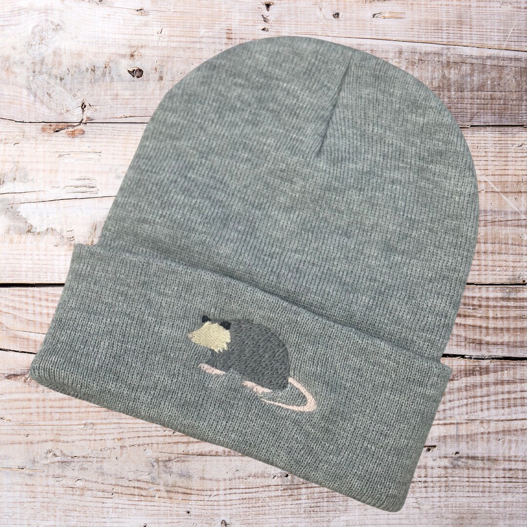 Embroidered Opossum Beanie: Knit Possum Lover Gift - Etsy