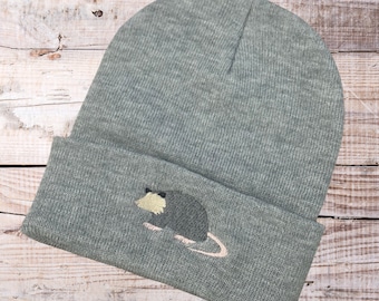Embroidered Opossum Beanie