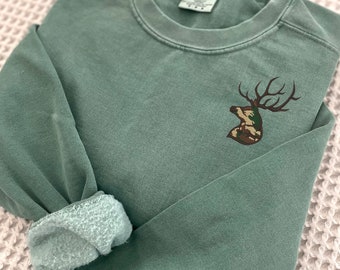 Embroidered Camo Buck Sweatshirt