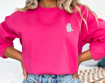 Viral Pink Ghost Embroidered Sweatshirt