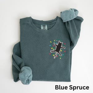 Embroidered Electrocuted Cat Christmas Lights Sweatshirt: Funny Holiday Pullover image 4