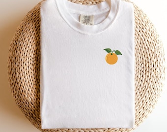 Embroidered Orange Blossom Garment Dyed T-shirt
