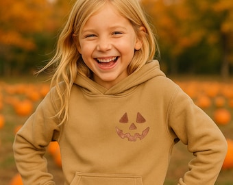 Children's Gender Neutral Embroidered Pumpkin Face Sweatshirt