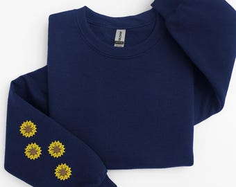Embroidered Minimalist Sunflower Sweatshirt