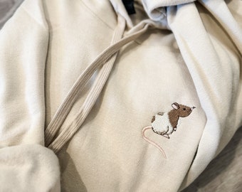 Embroidered Rat hoodie, rat lover gift, rat mama, personalized animal sweatshirts, fancy rat sweater, dumbo rat shirt, exotic pets apparel