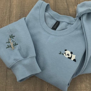 Embroidered Panda Hoodie: Bamboo Sleeve Design, Animal Lover Gift image 3