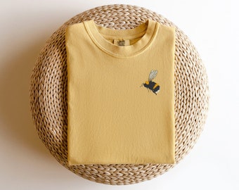 Embroidered Garment Dyed Bumblebee Tee,