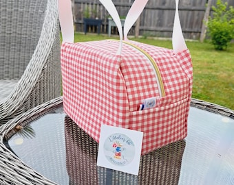 Borsa termica/borsa per il pranzo a quadretti rossi e bianchi