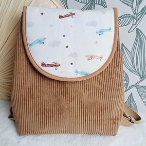 Sac à dos maternelle ou crèche velours camel