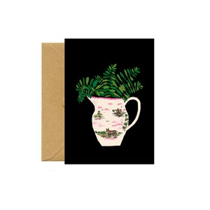 Pot à crème et fougères Carte de vœux
