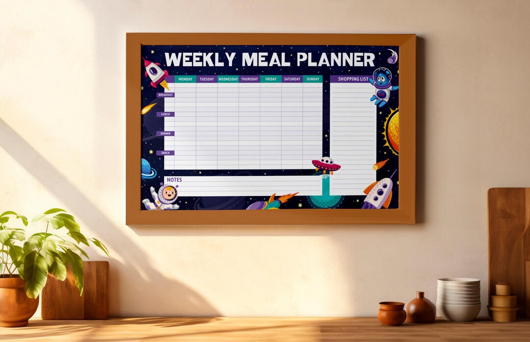Space Theme Meal Planner, Weekly Meal Planner, Printable Meal Planner ...