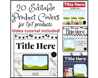 20 Editable TpT Product Cover Templates ~ Created in Canva