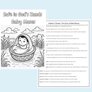 Moses Printable Coloring Sheets and Reader&#39;s Theater - Baby Moses and Moses Parts the Red Sea