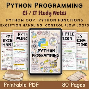 Python Programming Aesthetic Notes PDF | Handwritten Computer Science IT Study Notes | Printable Coding Notes | Learn Python Study Guide