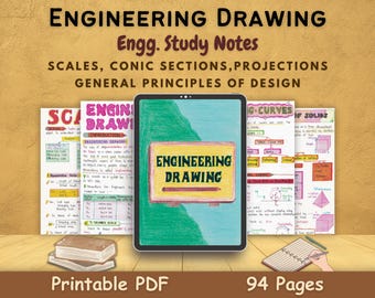 Engineering and Technical Drawing Study Notes PDF - for Mechanical, Civil, Electrical Engineering Students & Teachers. Aesthetic STEM Notes